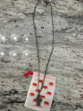 Stella & Dot Two-Tone Silver and Gold Beaded Pendant Necklace